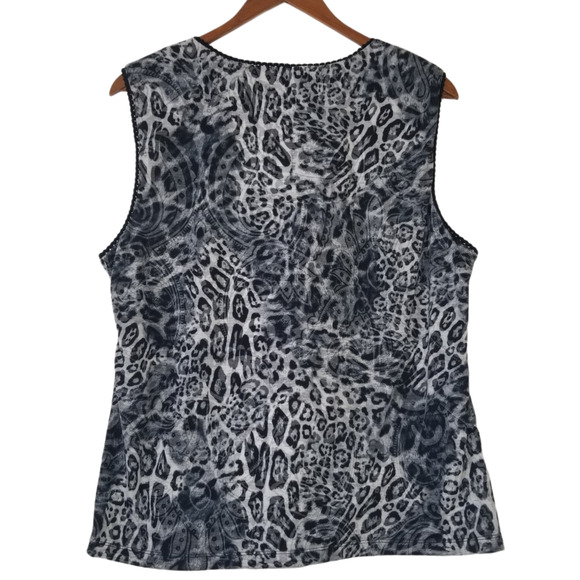 REQUIREMENTS Sleeveless blouse Leopard Print, V-Neck - Size XL - Picture 2 of 5